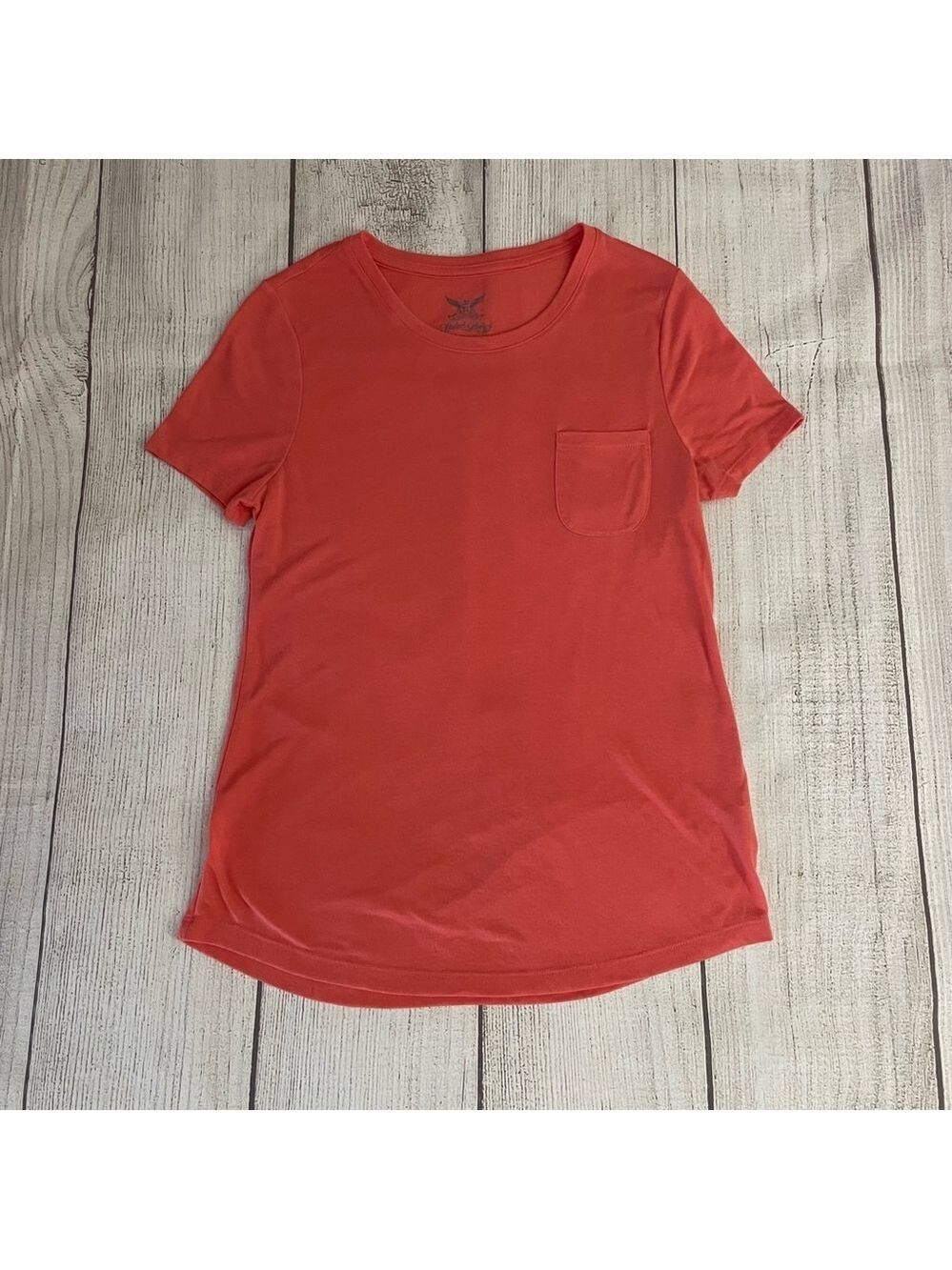 FADED GLORY Women's Peach Coral T-Shirt with Pocket Size Medium